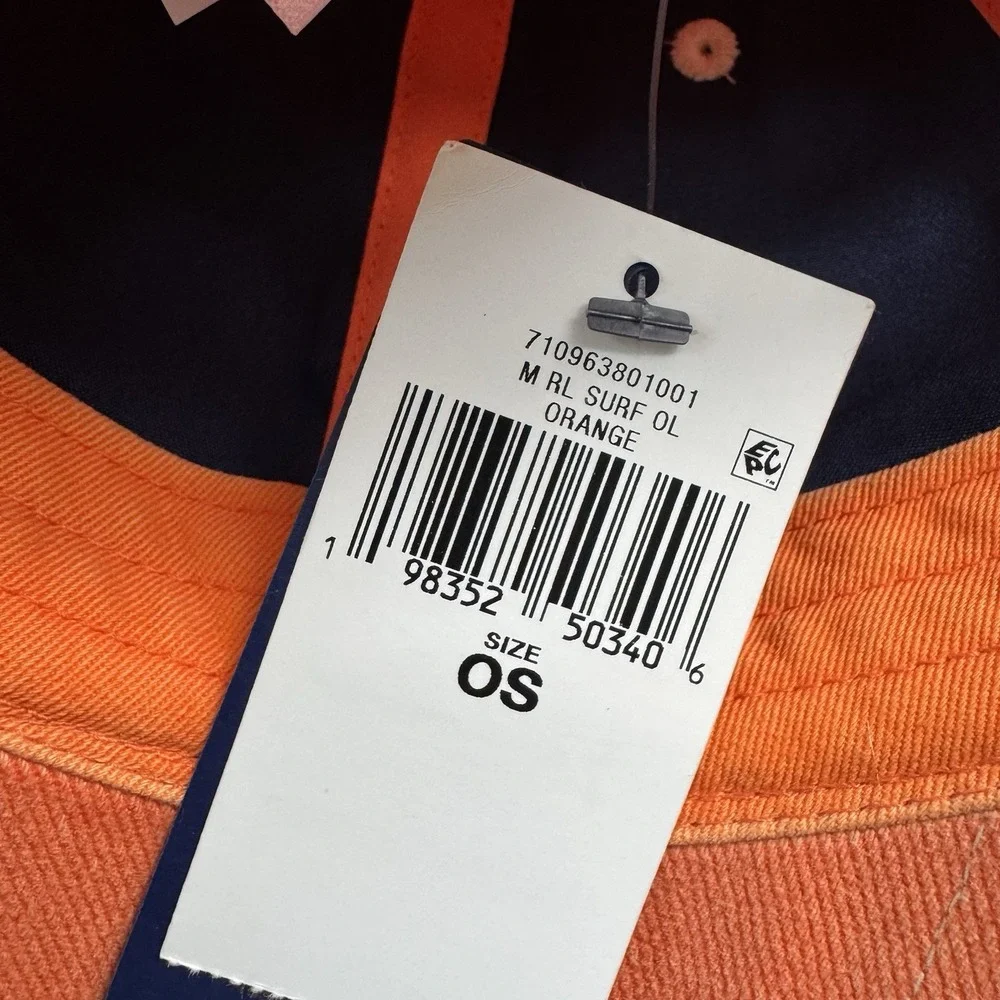 NWT Polo Ralph Lauren 519 RL Surf Orange Felt Patch Twill Ball SnapBack Hat OSFA